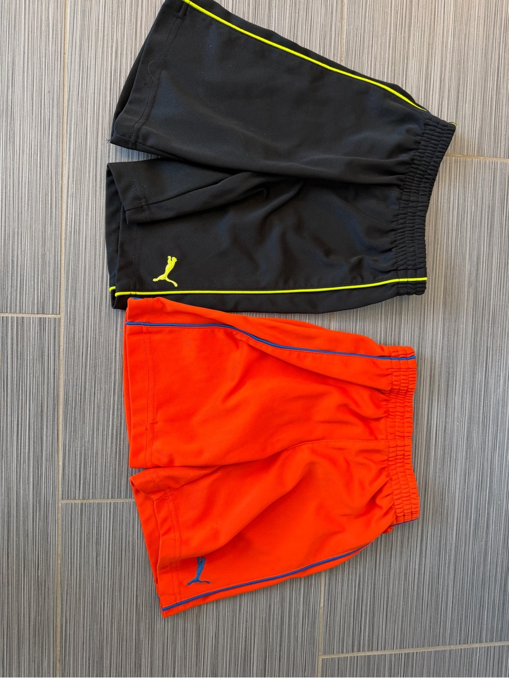 Puma Kids Shorts - Black with Neon Trim & Bright Orange